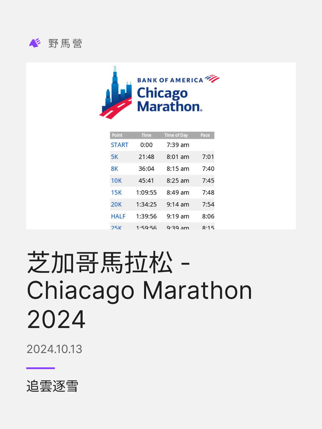 芝加哥馬拉松 - Chiacago Marathon 2024 的分享圖